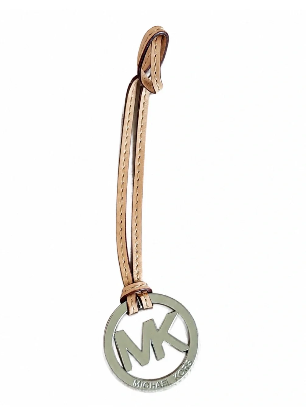 Michael Kors Tan Leather Strap with Silver MK Logo Charm